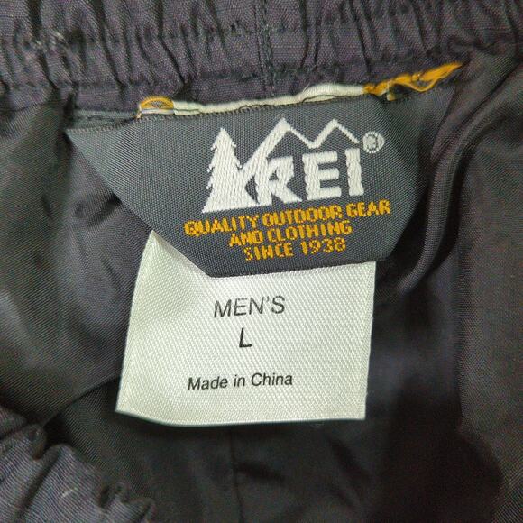 REI Elements Rain Pants Mens L Black Nylon Drawstring Waist - Picture 2 of 10